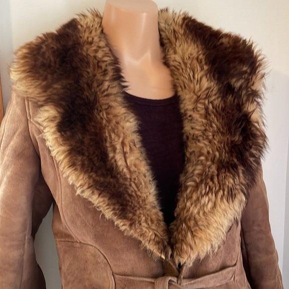 S 🐑 One of a kind!! 🐑 Sheepskin vintage penny lane coat shearling leather wool - Picture 4 of 16